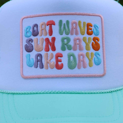 Boat Waves Sun Rays Lake Days Mini  | Trucker Hat